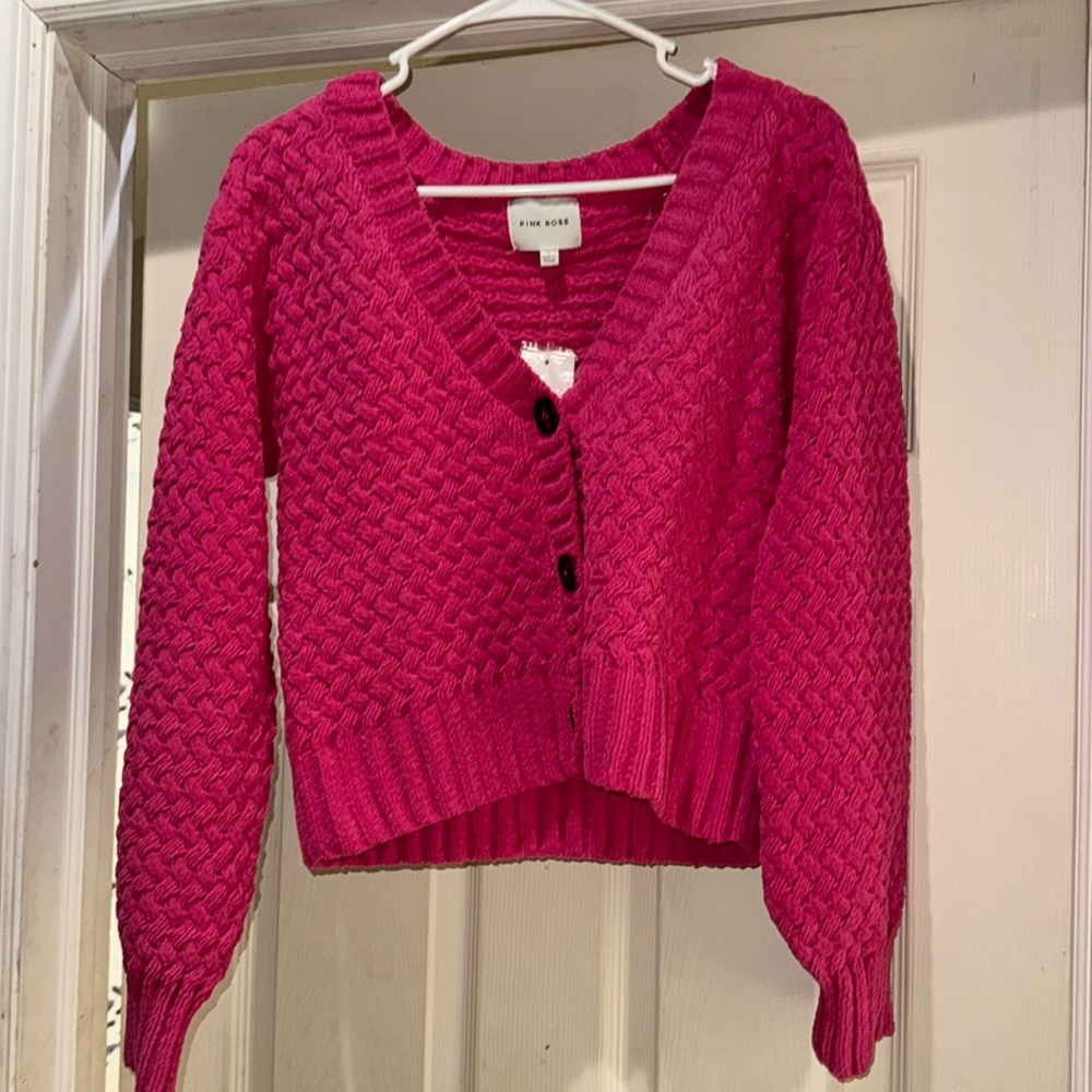 Pink Rose Women's Pink Cardigan Sweater